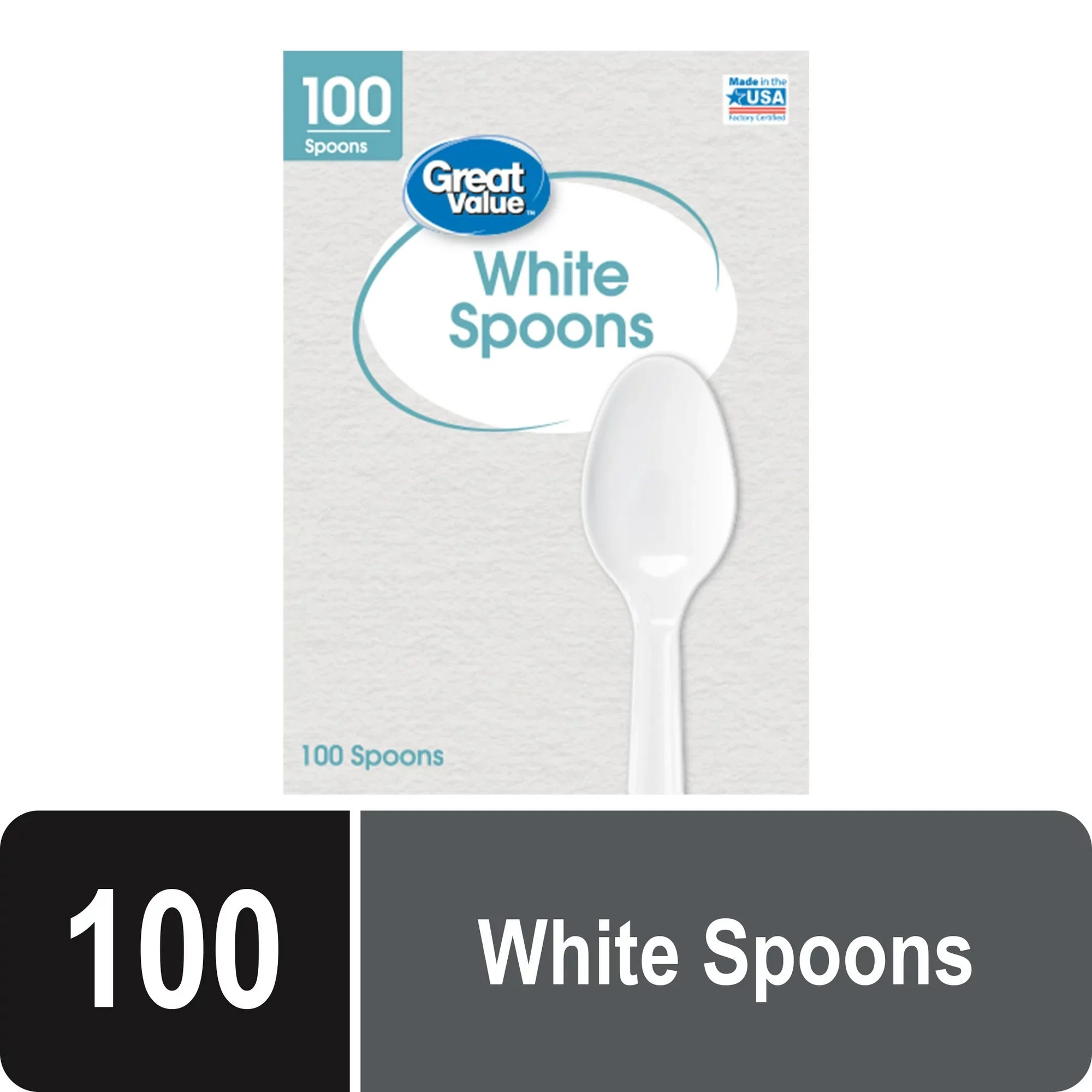 Great Value Everyday Disposable Plastic Spoons, White, 100 Count - Amado Deals - wholesale and distributors with free shipping in United States