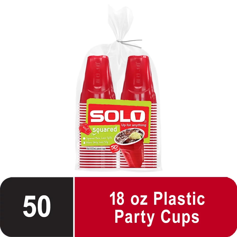 Solo Disposable Plastic Cups, Red, 18oz, 50 Count - Amado Deals - wholesale and distributors with free shipping in United States