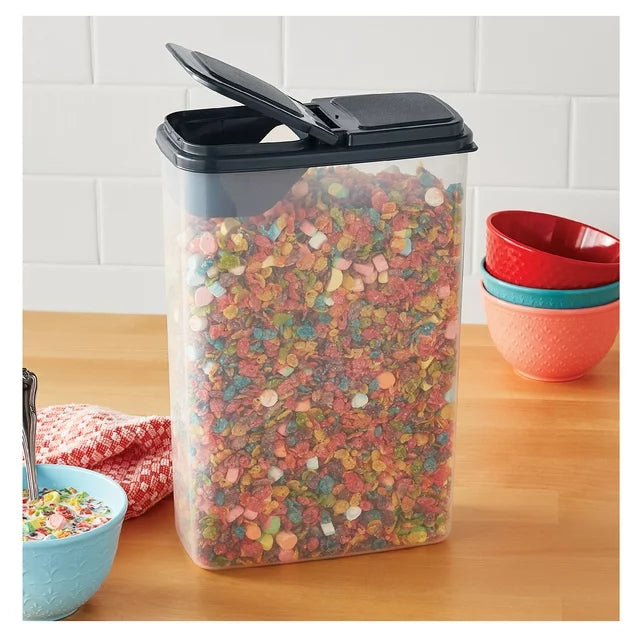 Mainstays Small Cereal Dispenser, Clear Plastic, Gray Lid, 16-Cups (1 Each) 7.25