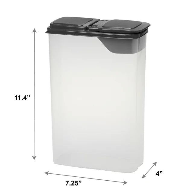 Mainstays Small Cereal Dispenser, Clear Plastic, Gray Lid, 16-Cups (1 Each) 7.25