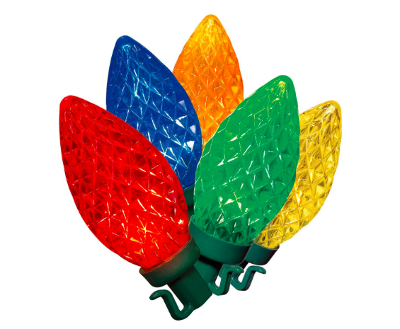 100-Count Multicolor LED Diamond-Cut C9 Christmas Lights, with Green Wire, 59.6', Holiday Time - Amado Deals - wholesale and distributors with free shipping in United States