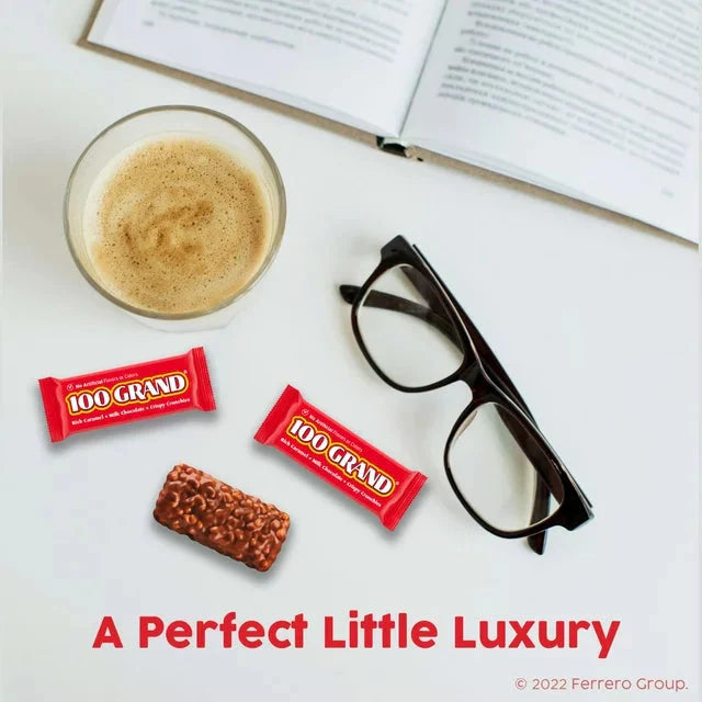 100 Grand Crispy Milk Chocolate with Caramel, Fun Size Candy Bars, 10 oz - Amado Deals - wholesale and distributors with free shipping in United States