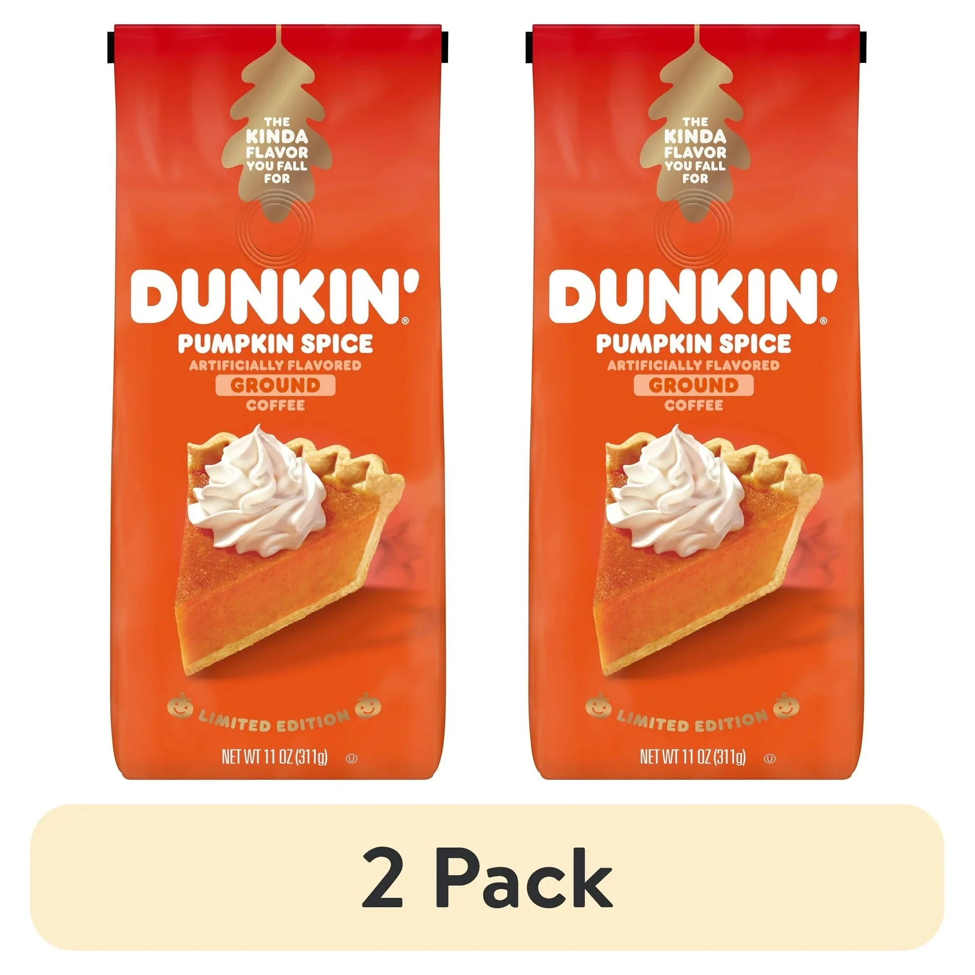 (2 pack) Dunkin Pumpkin Spice Ground Coffee, Limited Edition Fall Coffee, 11 oz. Bag - Amado Deals - wholesale and distributors with free shipping in United States