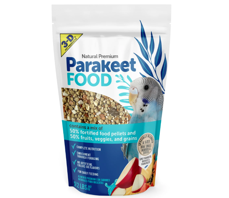 3-D Pet Products Natural Premium Parakeet Food, with 50% Fortified Food Pellets, 2 lbs - Amado Deals - wholesale and distributors with free shipping in United States