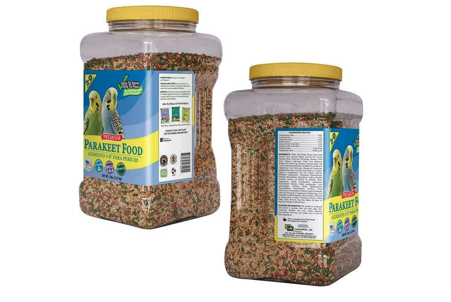3-D Pet Products Premium Parakeet Food, with Probiotics, 5.0 lb. Stay Fresh Jar, for Daily Feeding - Amado Deals - wholesale and distributors with free shipping in United States