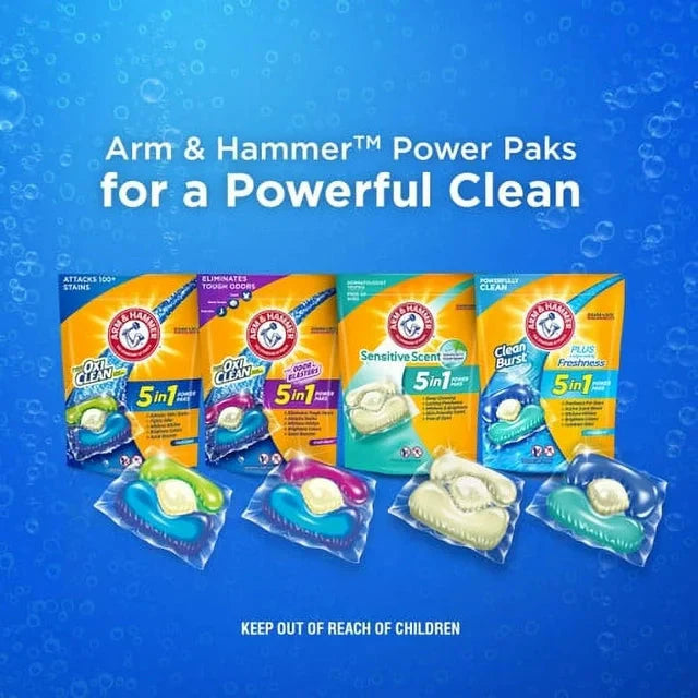 ARM & HAMMER Plus OxiClean with Odor Blasters 5-in-1 Fresh Burst Laundry Detergent Power Paks, 42 Count Bag - Amado Deals - wholesale and distributors with free shipping in United States