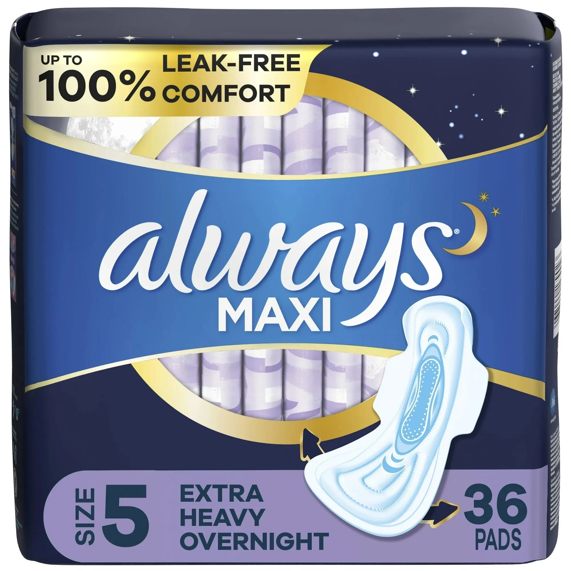 Always Maxi Pads with Wings, Size 5, Extra Heavy Overnight Absorbency, 36 CT - Amado Deals - wholesale and distributors with free shipping in United States