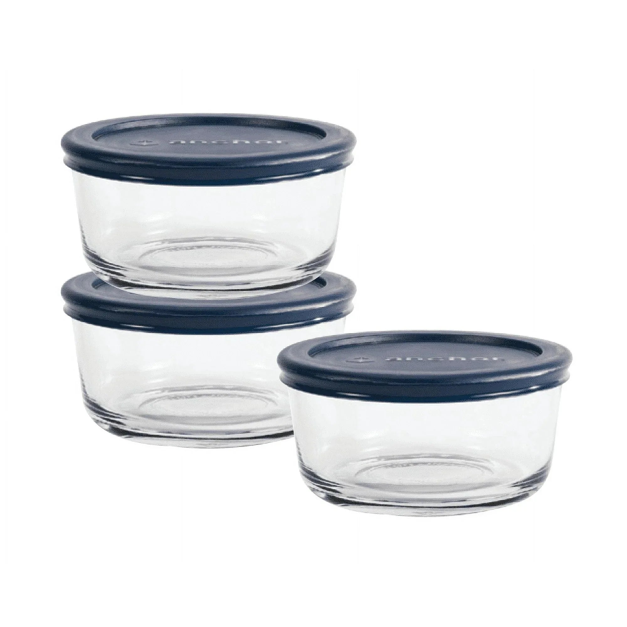 Anchor Hocking Glass Food Storage Containers with Lids, 2 Cup Round, Set of 3 - Amado Deals - wholesale and distributors with free shipping in United States