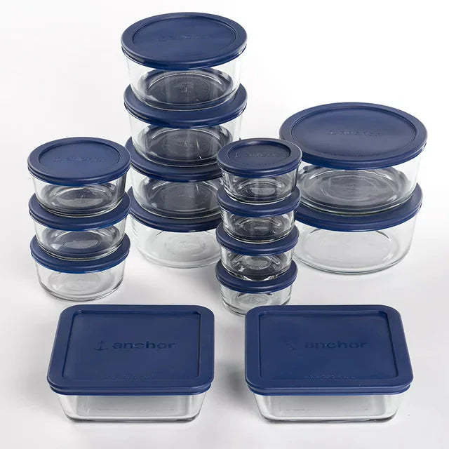 Anchor Hocking Glass Food Storage Containers with Lids, 30 Piece Set - Amado Deals - wholesale and distributors with free shipping in United States