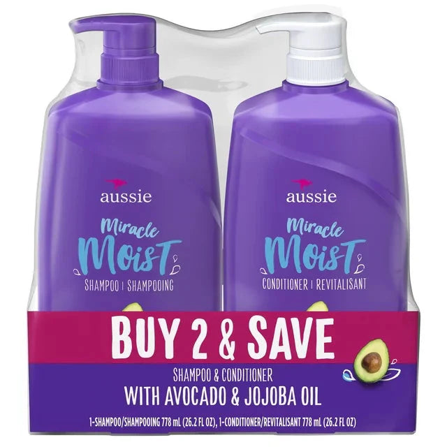 Aussie Miracle Moist Shampoo and Conditioner Hair Set, 26.2 fl oz - Amado Deals - wholesale and distributors with free shipping in United States