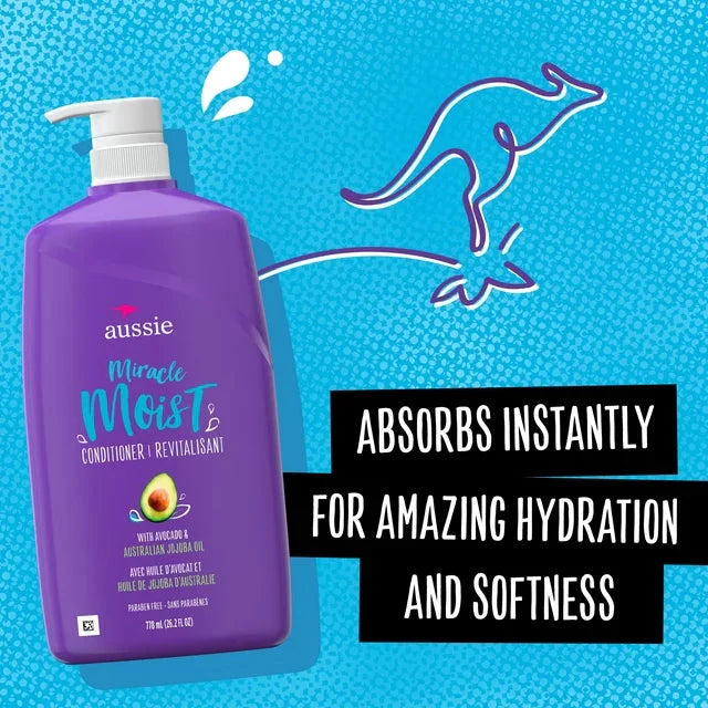 Aussie Miracle Moist Shampoo and Conditioner Hair Set, 26.2 fl oz - Amado Deals - wholesale and distributors with free shipping in United States