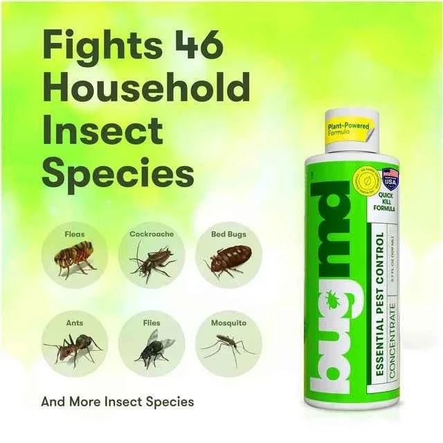 BUGMD Pest Control Essential Oil Concentrate 3.7 oz - Plant Powered Bug Spray, Kills Bugs Spiders Fleas Ticks Roaches, Ant Spray Indoor, Ant Killer for House, Flea Spray for Home, Bed Bug Spray