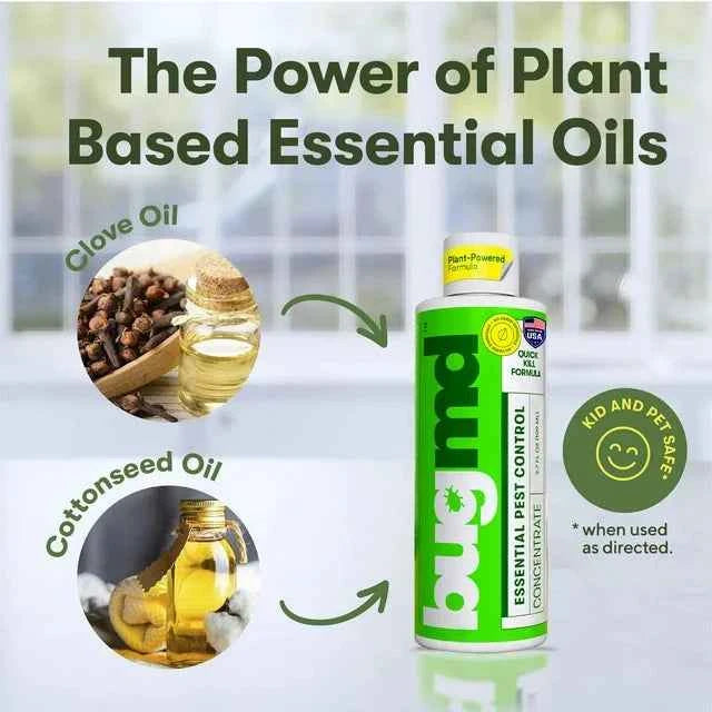 BUGMD Pest Control Essential Oil Concentrate 3.7 oz - Plant Powered Bug Spray, Kills Bugs Spiders Fleas Ticks Roaches, Ant Spray Indoor, Ant Killer for House, Flea Spray for Home, Bed Bug Spray