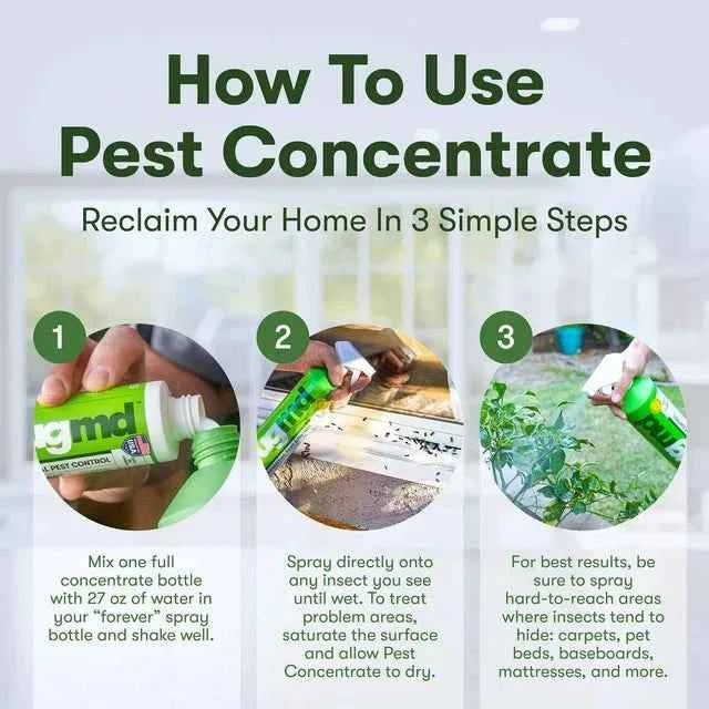 BUGMD Pest Control Essential Oil Concentrate 3.7 oz - Plant Powered Bug Spray, Kills Bugs Spiders Fleas Ticks Roaches, Ant Spray Indoor, Ant Killer for House, Flea Spray for Home, Bed Bug Spray