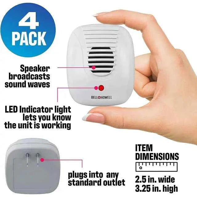 Bell+Howell Pest Repeller Ultrasonic Pest Repeller 4 Pcs Pest Repellent for Ants Rats Roaches Spiders and more