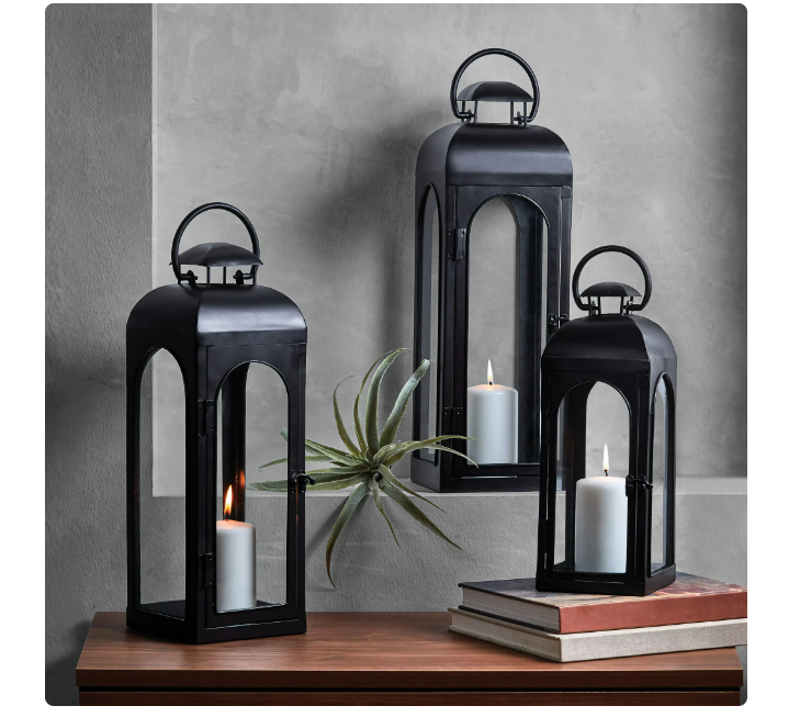 Better Homes & Gardens Metal Candle Holder Lantern, Black, Medium - Amado Deals - wholesale and distributors with free shipping in United States