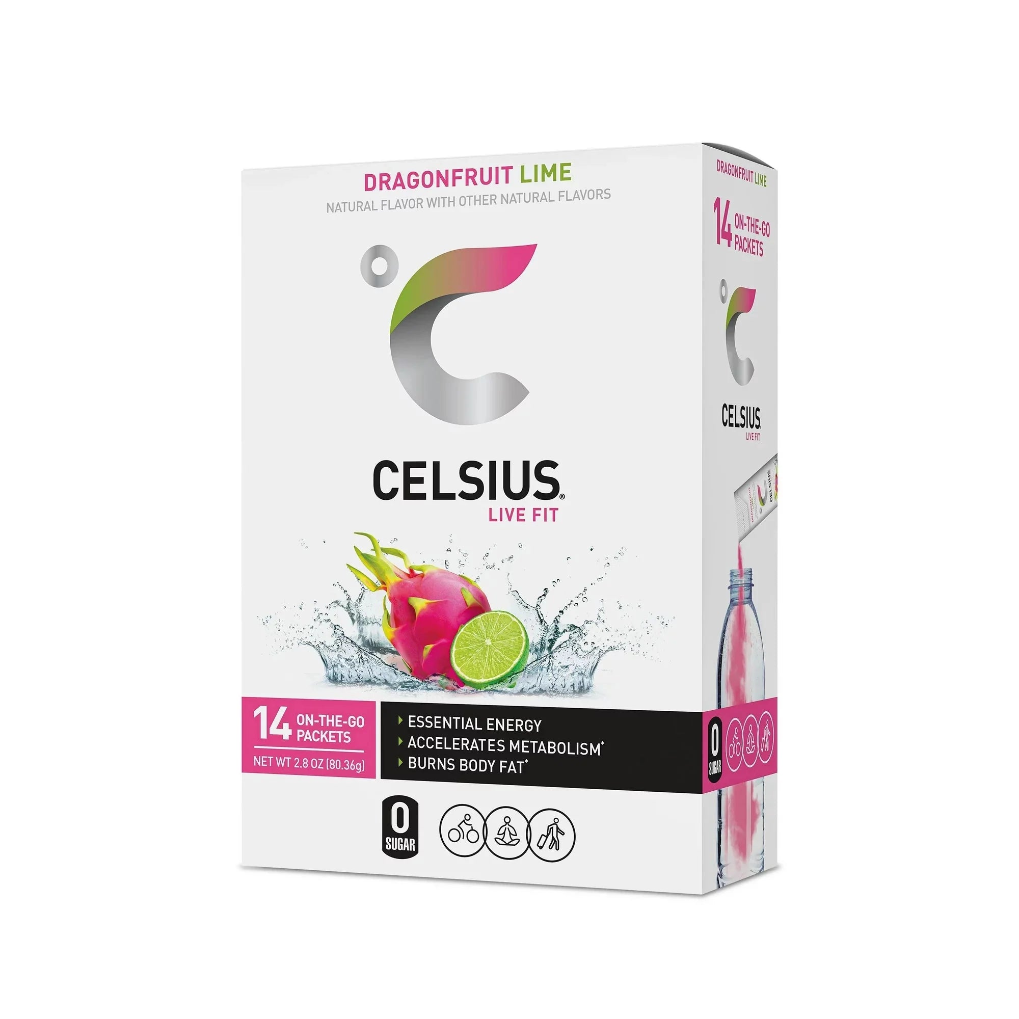 CELSIUS on-the-go Essential Energy Drink Mix, Dragonfruit Lime (14 Stick Pack) - Amado Deals - wholesale and distributors with free shipping in United States