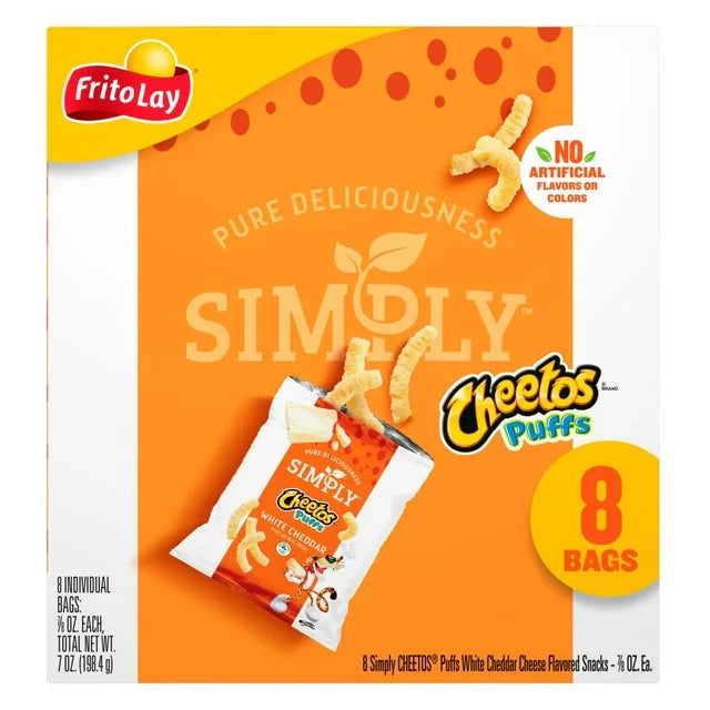 Cheetos Simply Puffs Cheese Flavored Snacks White Cheddar, 7/8 oz, 8 Count - Amado Deals - wholesale and distributors with free shipping in United States