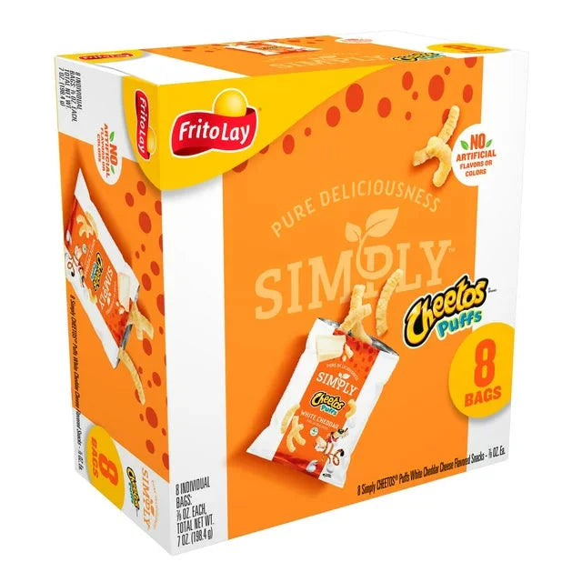 Cheetos Simply Puffs Cheese Flavored Snacks White Cheddar, 7/8 oz, 8 Count - Amado Deals - wholesale and distributors with free shipping in United States