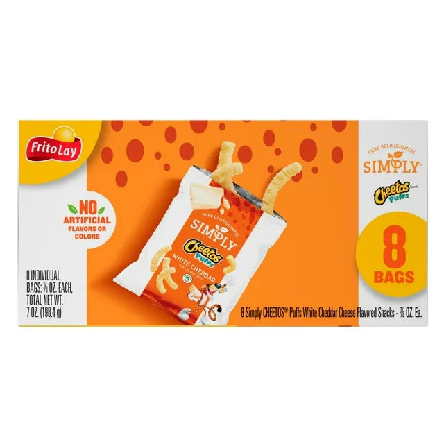 Cheetos Simply Puffs Cheese Flavored Snacks White Cheddar, 7/8 oz, 8 Count - Amado Deals - wholesale and distributors with free shipping in United States