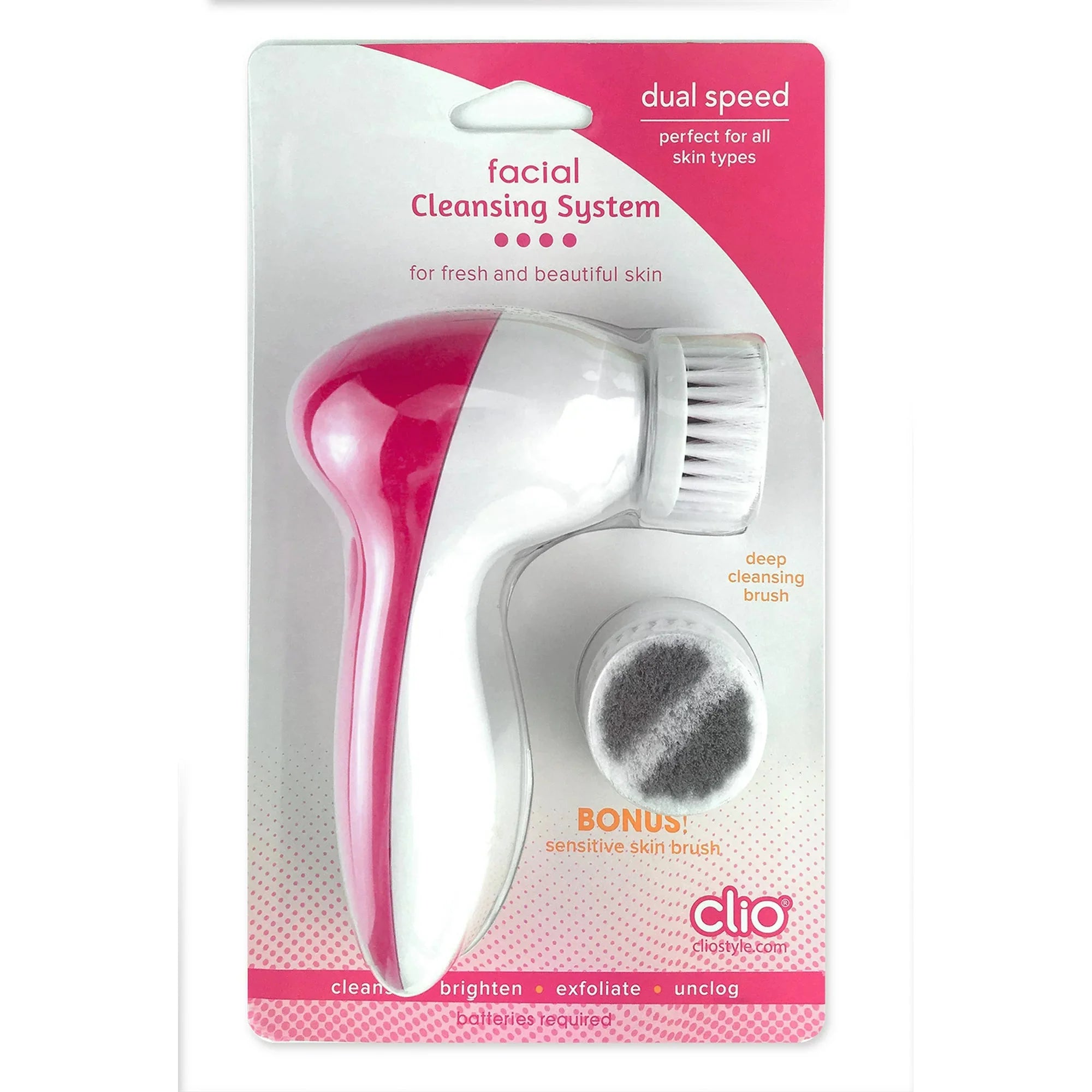 Clio Facial Cleansing System, Pink, Water Resistant, Facial Cleansing Brushes - Amado Deals - wholesale and distributors with free shipping in United States