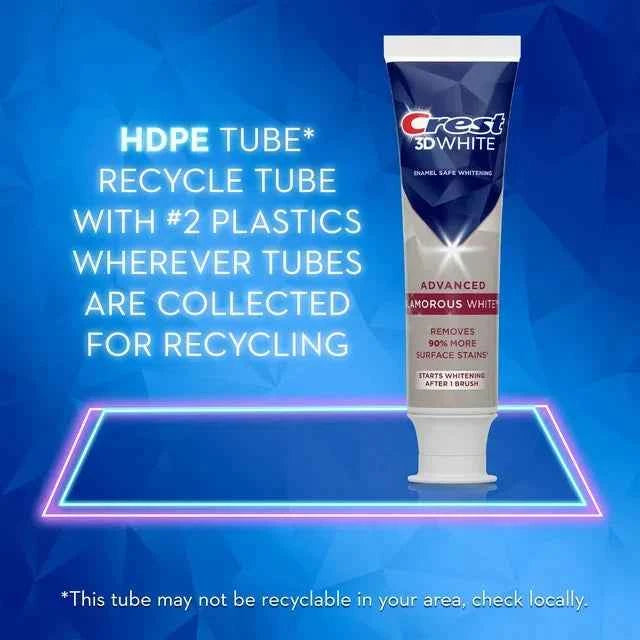 Crest 3D White Advanced Glam White Whitening Toothpaste, 3.8 oz, 2 Count