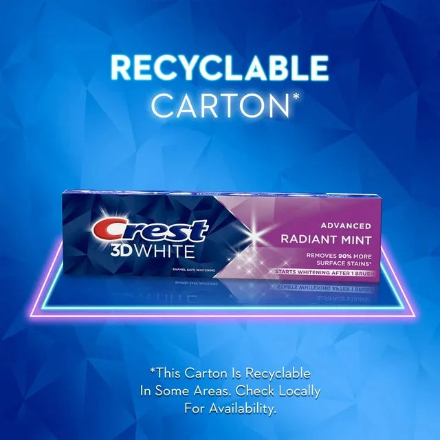 Crest 3D White Advanced Radiant Mint Toothpaste, 3.8 oz, 3 Count - Amado Deals - wholesale and distributors with free shipping in United States