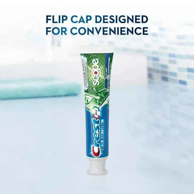 Crest Premium Plus Scope Outlast Toothpaste, Long Lasting Mint Flavor 5.2 oz, Pack of 3
