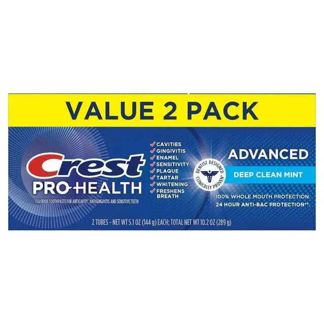 Crest Pro-Health Advanced Deep Clean Mint Toothpaste, 5.1 oz, 2 Count