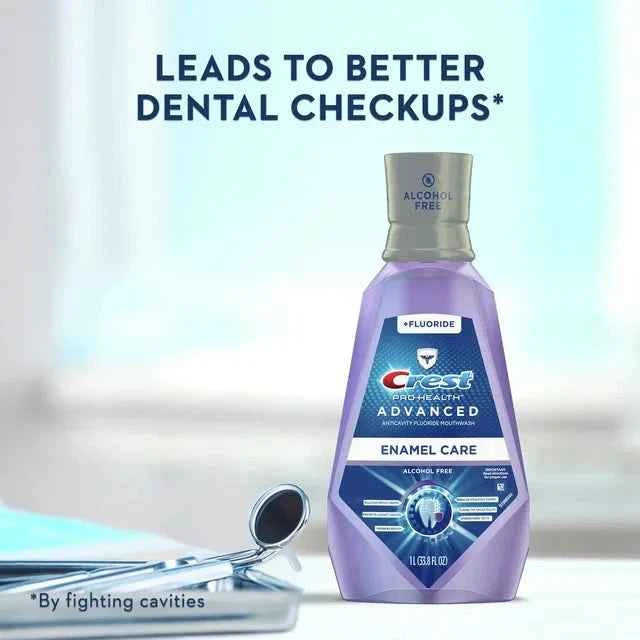Crest Pro Health Advanced Mouthwash, Alcohol Free, Enamel, Mint, 33.8 fl oz