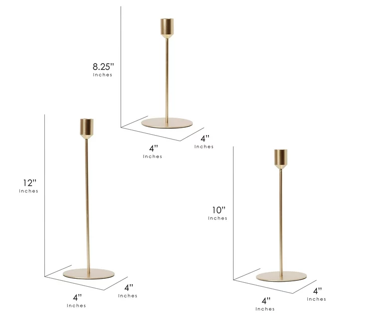 Crystal Art Gallery Indoor Modern Metal Gold Unscented Tealight Candle Stick Holder Set of 3 - Amado Deals - wholesale and distributors with free shipping in United States