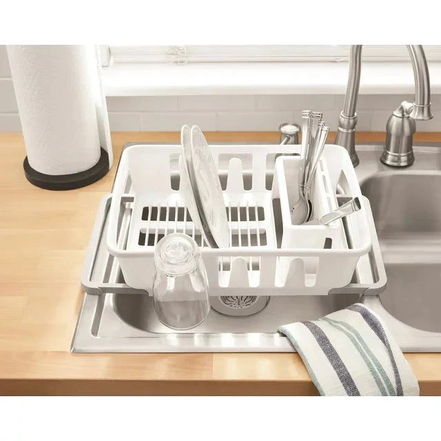 Dish Drying Rack, Mainstays Expandable Dish Rack with Utensil Holder for Kitchen Countertop, White - Amado Deals - wholesale and distributors with free shipping in United States