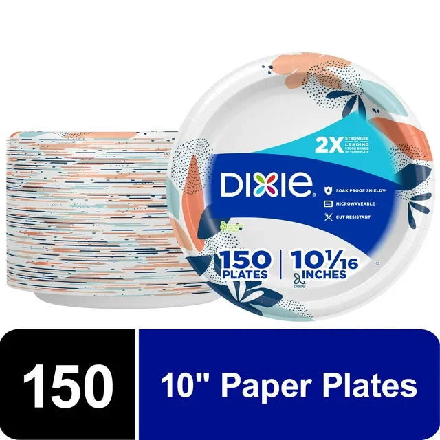 Dixie Disposable Paper Plates, Multicolor, 10 in, 150 Count - Amado Deals - wholesale and distributors with free shipping in United States