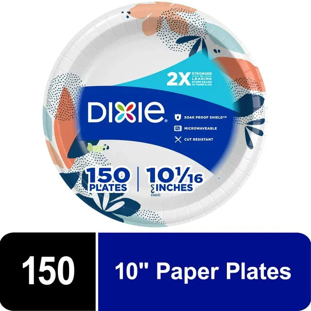 Dixie Disposable Paper Plates, Multicolor, 10 in, 150 Count - Amado Deals - wholesale and distributors with free shipping in United States