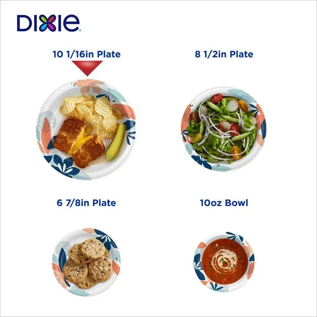 Dixie Disposable Paper Plates, Multicolor, 10 in, 150 Count - Amado Deals - wholesale and distributors with free shipping in United States