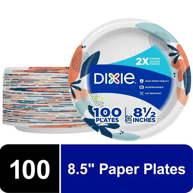 Dixie Disposable Paper Plates, Multicolor, 8.5 in, 100 Count - Amado Deals - wholesale and distributors with free shipping in United States