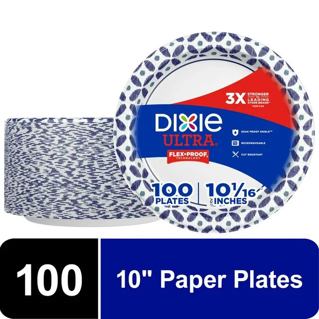 Dixie Ultra Disposable Paper Plates, Multicolor, 10 in, 100 Count - Amado Deals - wholesale and distributors with free shipping in United States