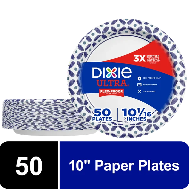 Dixie Ultra Disposable Paper Plates, Multicolor, 10 in, 50 Count - Amado Deals - wholesale and distributors with free shipping in United States