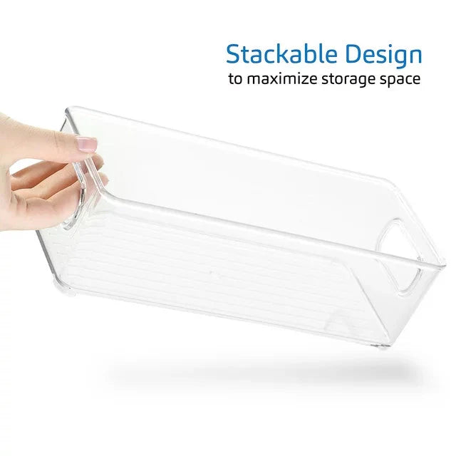 EatEx 1 Pack Clear Plastic Home & Office Storage Organizer Bin with Handles - Stackable Containers For Office, Pens, Pencils, Desks, Drawer, Workspace, Box For Supplies, Markers, Tape - Amado Deals - wholesale and distributors with free shipping in United States
