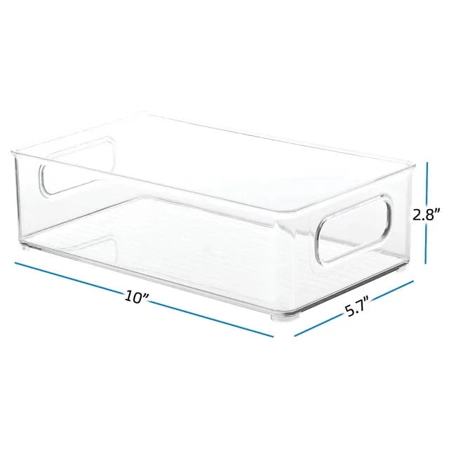 EatEx 2 Pack Clear Plastic Home & Office Storage Organizer Bin with Handles - Stackable Containers For Office, Pens, Pencils, Desks, Drawer, Workspace, Box For Supplies, Markers, Tape - Amado Deals - wholesale and distributors with free shipping in United States