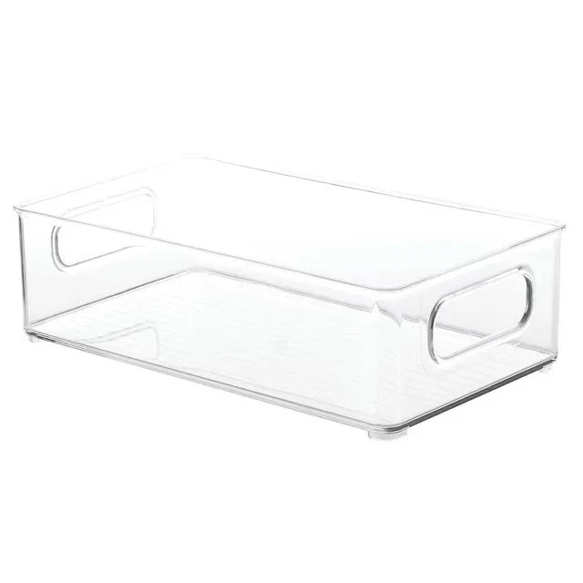 EatEx 2 Pack Clear Plastic Home & Office Storage Organizer Bin with Handles - Stackable Containers For Office, Pens, Pencils, Desks, Drawer, Workspace, Box For Supplies, Markers, Tape - Amado Deals - wholesale and distributors with free shipping in United States