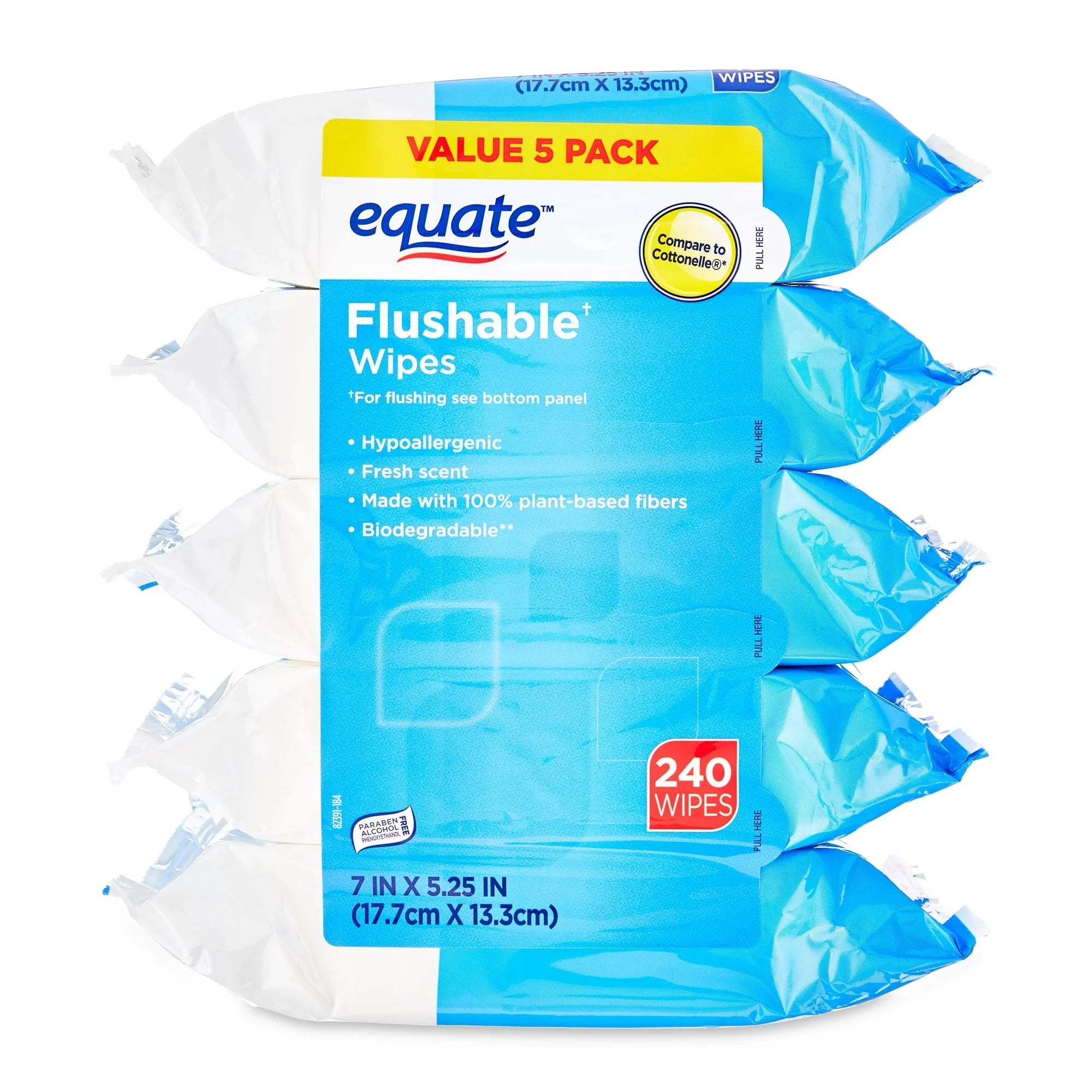 Equate Fresh Scent Flushable Wipes, 5 Resealable Packs (240 Total Wipes) - Amado Deals - wholesale and distributors with free shipping in United States