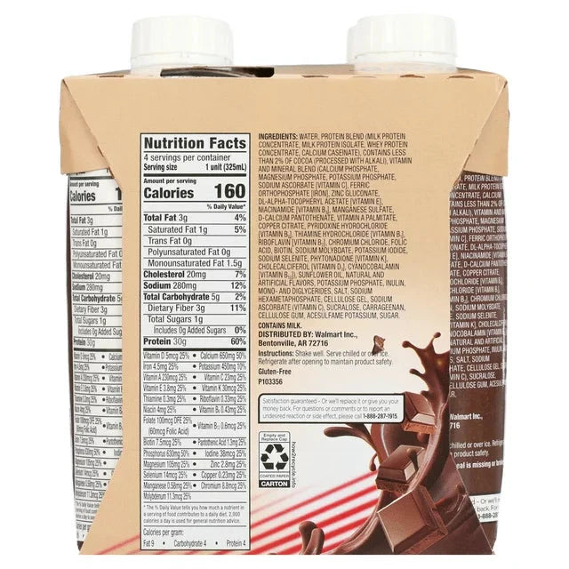 Equate High Performance Protein Nutrition Shake, Chocolate, 11 fl oz, 4 Ct - Amado Deals - wholesale and distributors with free shipping in United States