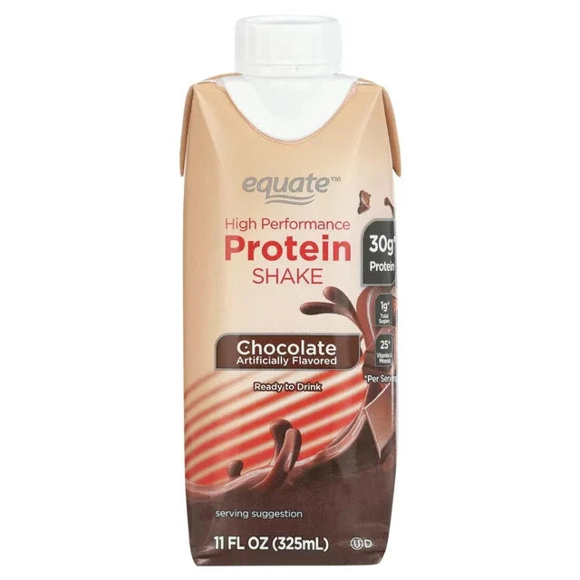 Equate High Performance Protein Nutrition Shake, Chocolate, 11 fl oz, 4 Ct - Amado Deals - wholesale and distributors with free shipping in United States