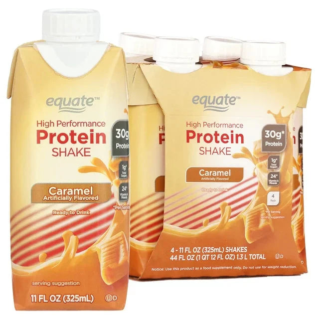 Equate High Performance Protein Shake, Caramel, 11 fl oz, 4 Ct - Amado Deals - wholesale and distributors with free shipping in United States