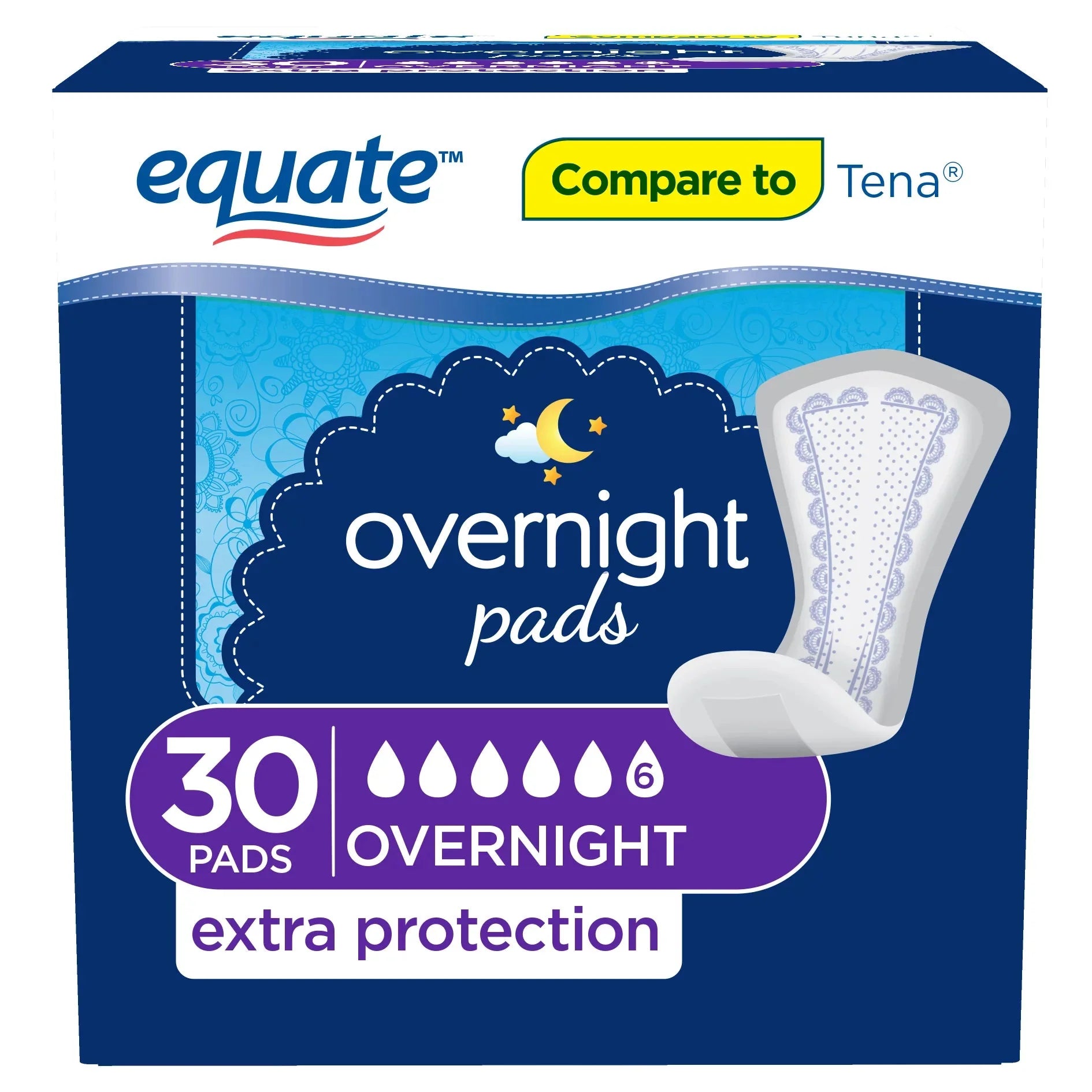 Equate Women's Incontinence Pads, Overnight (30 Count) - Amado Deals - wholesale and distributors with free shipping in United States