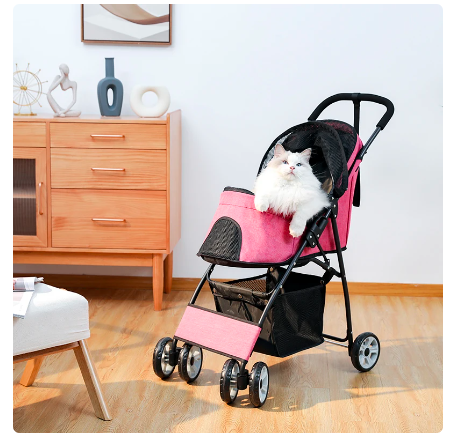 Dog Cat Strollers Carriers Lightweight Travel Stroller 360 Rotation Wheel Collapsible Pet Strollers for Dogs Buggy (Random color) - Amado Deals - wholesale and distributors with free shipping in United States