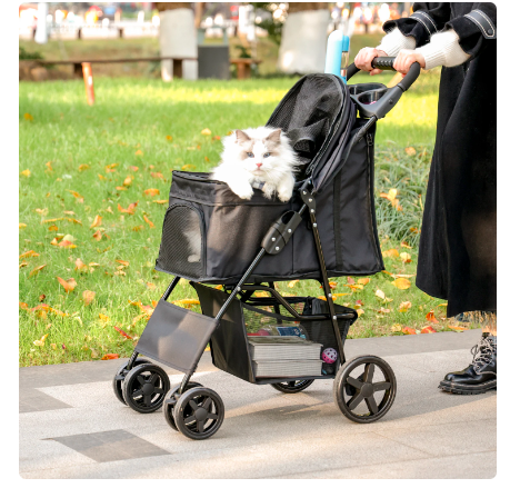 Dog Cat Strollers Carriers Lightweight Travel Stroller 360 Rotation Wheel Collapsible Pet Strollers for Dogs Buggy (Random color) - Amado Deals - wholesale and distributors with free shipping in United States