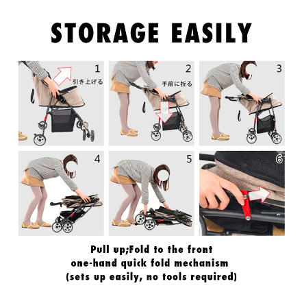 Dog Cat Strollers Carriers Lightweight Travel Stroller 360 Rotation Wheel Collapsible Pet Strollers for Dogs Buggy (Random color) - Amado Deals - wholesale and distributors with free shipping in United States