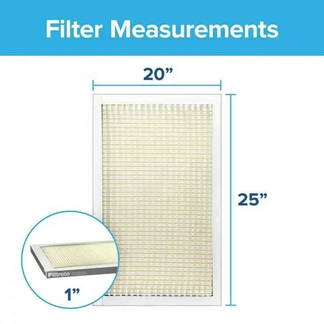 Filtrete 20x25x1 Air Filter, MPR 300 MERV 5, Clean Living Dust Reduction, 4 Filters